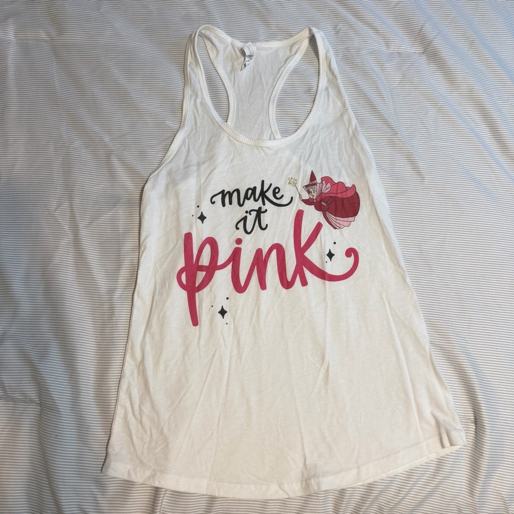 Disney Large Princess Aurora Flora Make It Pink Sleeping Beauty Graphic Tank Top